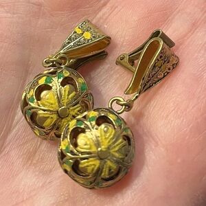 Vintage Gold and Green Clip-On Earrings